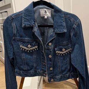 Flying Angel Blue Denim Jacket with Beaded Accents